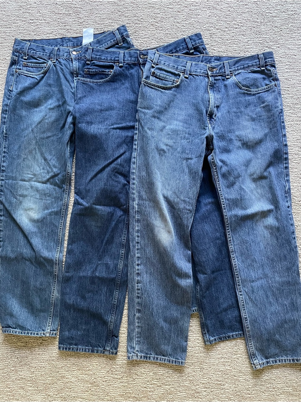 3 pairs of Kirkland Signature Men's Denim 34x32 Jeans - Blue Wash Straight Leg